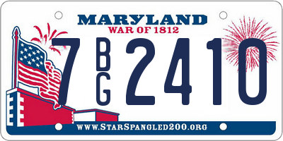 MD license plate 7BG2410