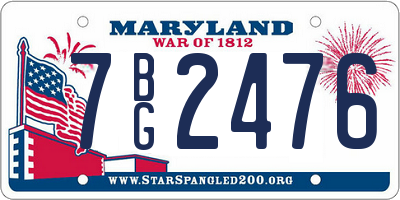 MD license plate 7BG2476