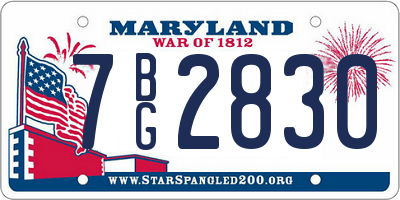 MD license plate 7BG2830