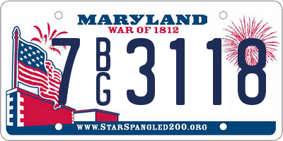 MD license plate 7BG3118