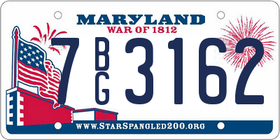 MD license plate 7BG3162