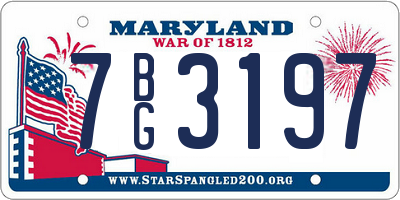 MD license plate 7BG3197