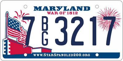 MD license plate 7BG3217