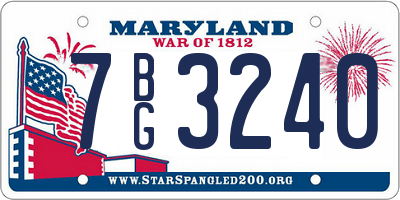MD license plate 7BG3240