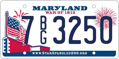 MD license plate 7BG3250
