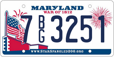 MD license plate 7BG3251