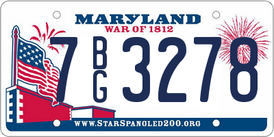 MD license plate 7BG3278