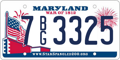 MD license plate 7BG3325