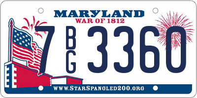 MD license plate 7BG3360