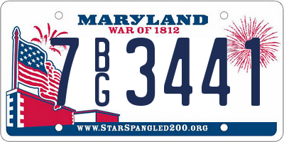 MD license plate 7BG3441