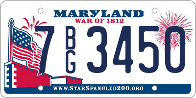 MD license plate 7BG3450