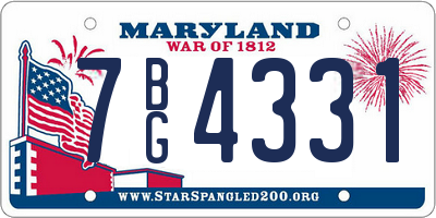 MD license plate 7BG4331