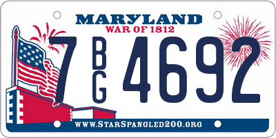 MD license plate 7BG4692