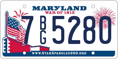 MD license plate 7BG5280