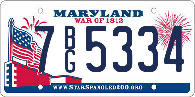 MD license plate 7BG5334