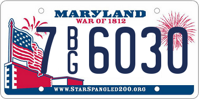 MD license plate 7BG6030