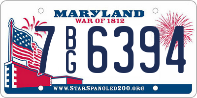 MD license plate 7BG6394