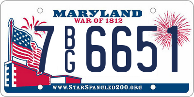 MD license plate 7BG6651