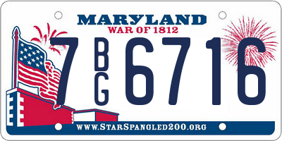 MD license plate 7BG6716