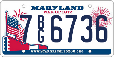 MD license plate 7BG6736