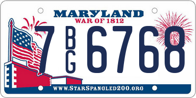 MD license plate 7BG6768