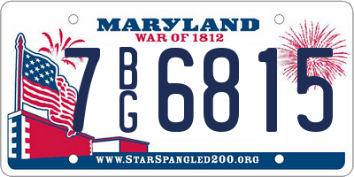 MD license plate 7BG6815