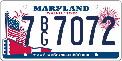 MD license plate 7BG7072