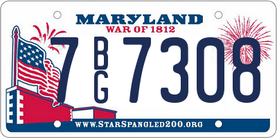 MD license plate 7BG7308