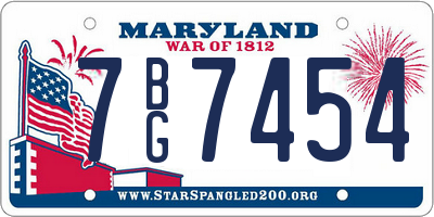 MD license plate 7BG7454