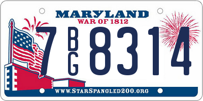 MD license plate 7BG8314