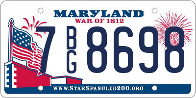 MD license plate 7BG8698