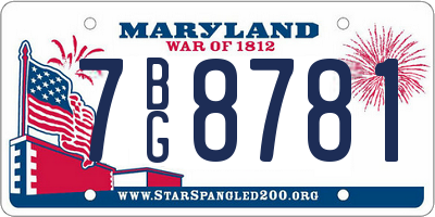 MD license plate 7BG8781