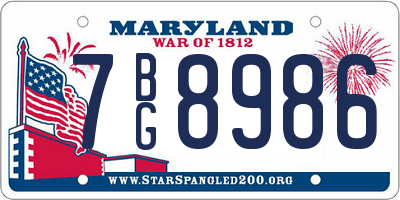 MD license plate 7BG8986