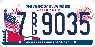 MD license plate 7BG9035