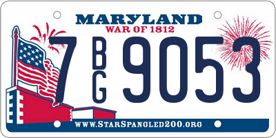 MD license plate 7BG9053