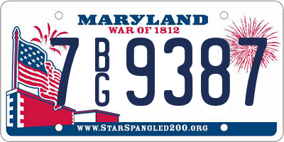 MD license plate 7BG9387