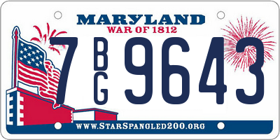 MD license plate 7BG9643