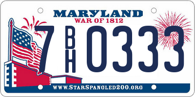 MD license plate 7BH0333