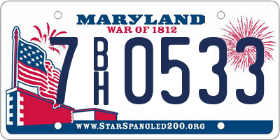 MD license plate 7BH0533