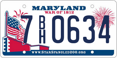 MD license plate 7BH0634