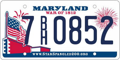 MD license plate 7BH0852