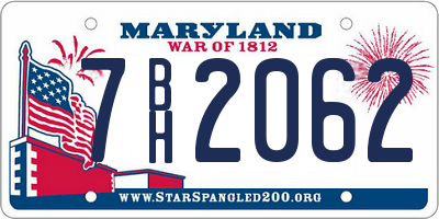 MD license plate 7BH2062