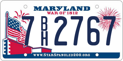 MD license plate 7BH2767