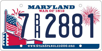 MD license plate 7BH2881
