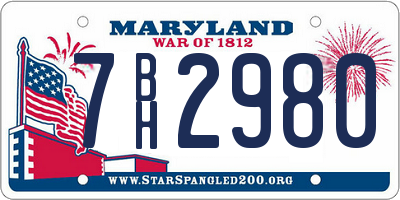 MD license plate 7BH2980