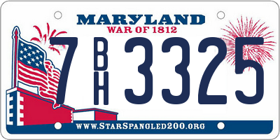 MD license plate 7BH3325