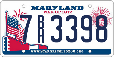 MD license plate 7BH3398