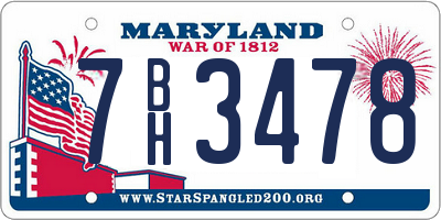 MD license plate 7BH3478