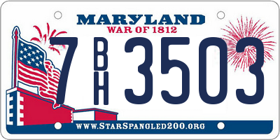 MD license plate 7BH3503