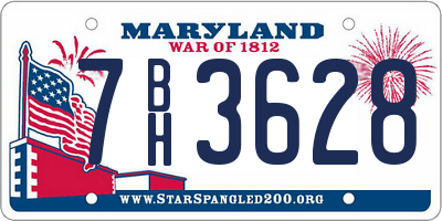 MD license plate 7BH3628